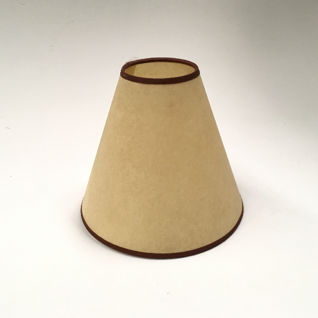 LAMPSHADE, Cone (Small) - Parchment w Brown Trim